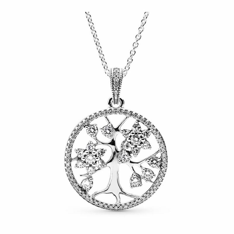 Pandora Sparkling Family Tree Necklace NZ Sale, Sterling Silver (103246-PSB)